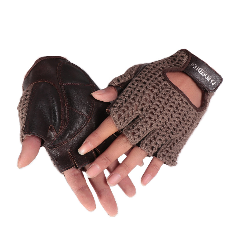 Unisex Summer Half Finger Retr - Leather Driving Glove 评论和价格