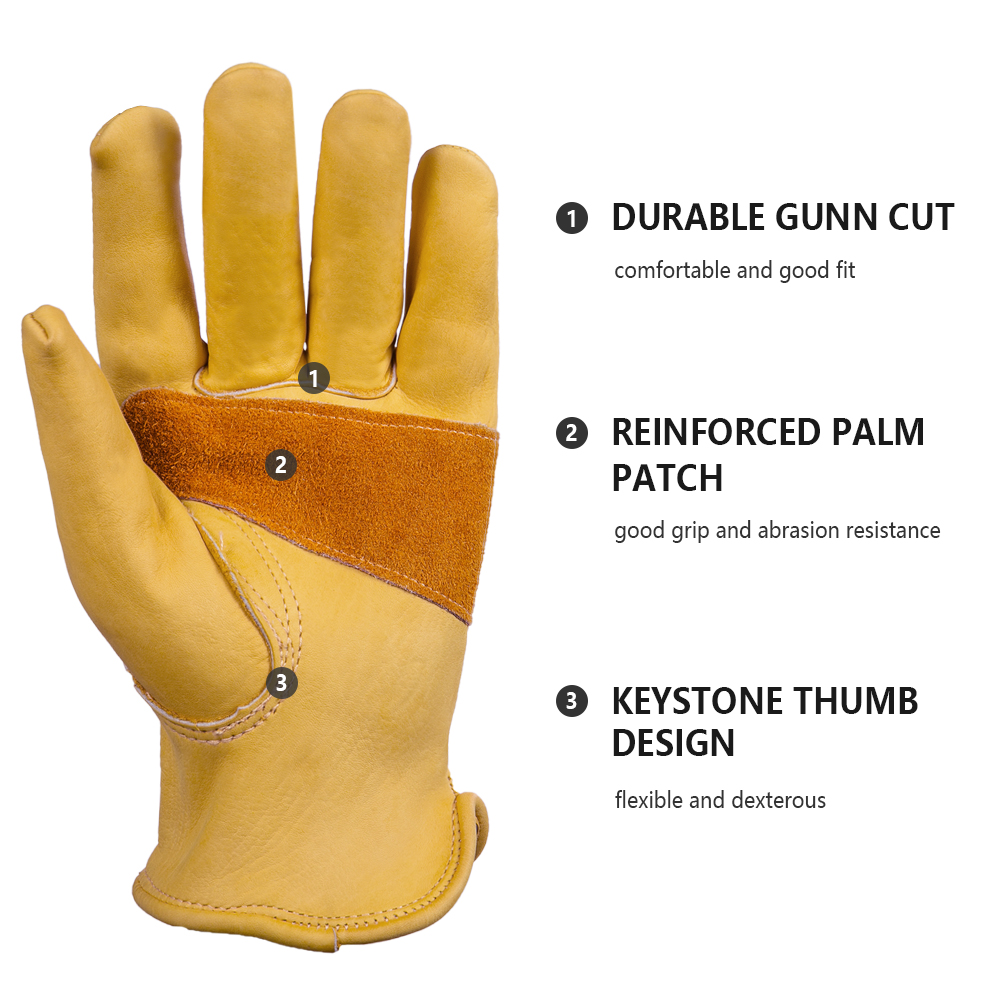 1 Pair Leather Work Glove Cowh - Leather Driving Glove 评论和价格
